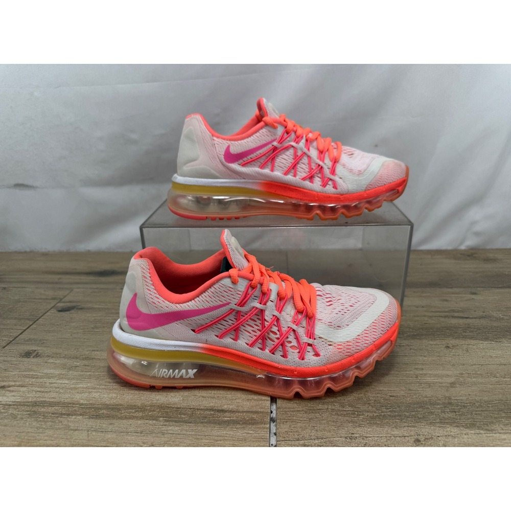 Nike‎ Air Max 2015 GS White Pink Bright Crimson Running Shoes 705458-101